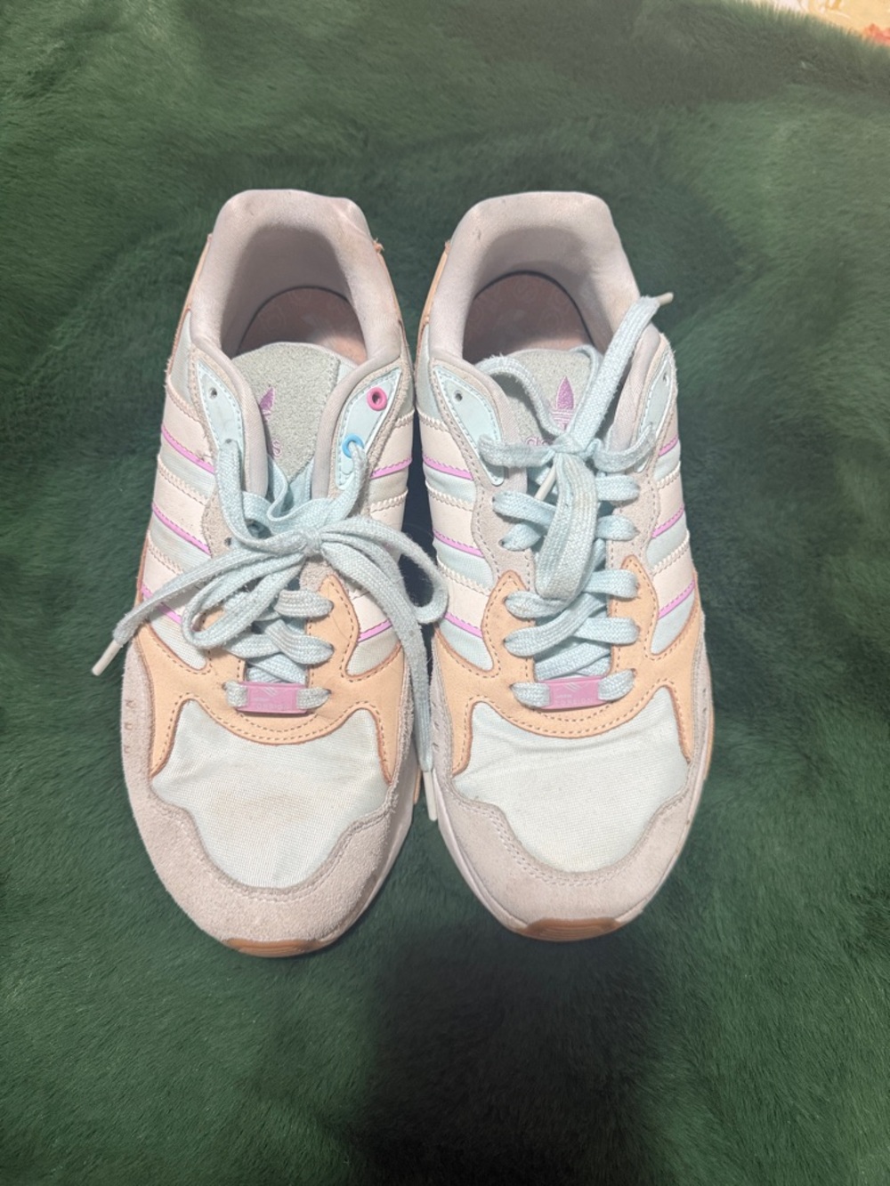 adidas Women's Light Blue Pink Cream Athletic Sneakers